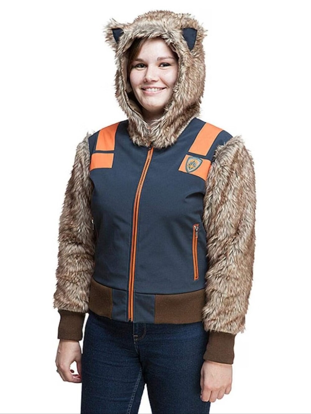 Marvel Guardians Of The Galaxy Rocket Raccoon Womens Costume Bomber Jacket Sz M